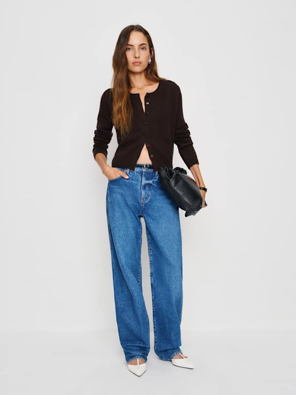 Clara Cashmere Crew Cardigan - Mole